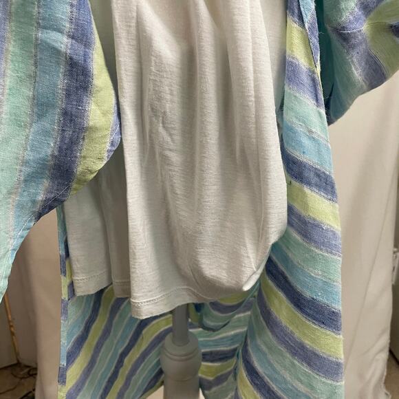 J Jill Love Linen Petite‎ M Striped Linen Maxi Dress Summer Coastal Casual Lined - Picture 13 of 14